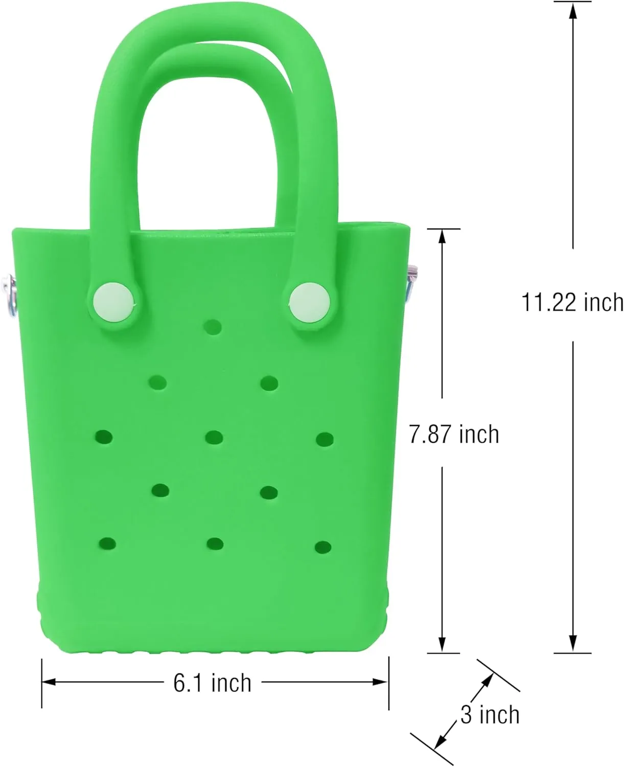 Rubber Beach Bag with Strap, Bitty EVA Tote Bag with 6 Charms