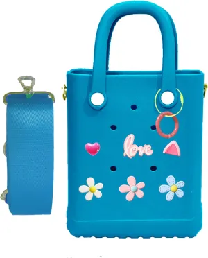 Rubber Beach Bag with Strap, Bitty EVA Tote Bag with 6 Charms