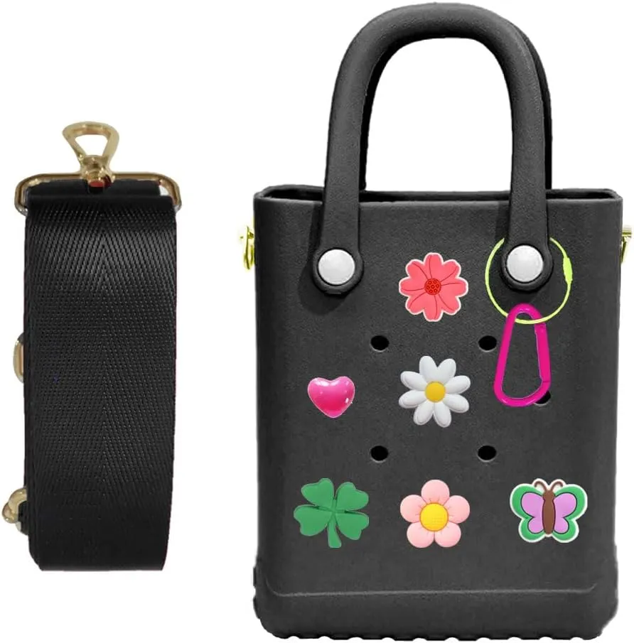 Rubber Beach Bag with Strap, Bitty EVA Tote Bag with 6 Charms
