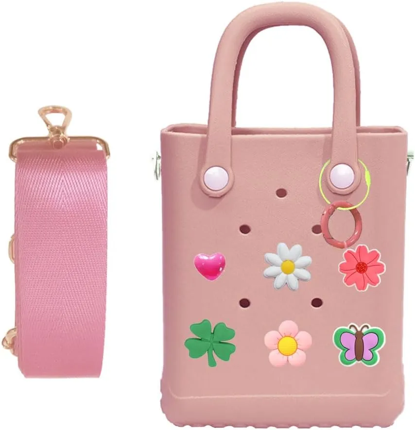 Rubber Beach Bag with Strap, Bitty EVA Tote Bag with 6 Charms