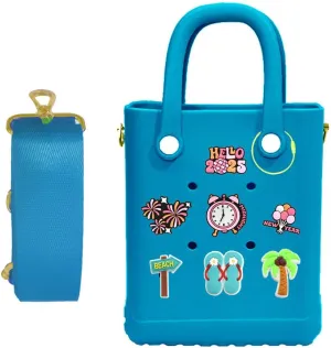 Rubber Beach Bag with Strap, Bitty EVA Tote Bag with 6 Charms