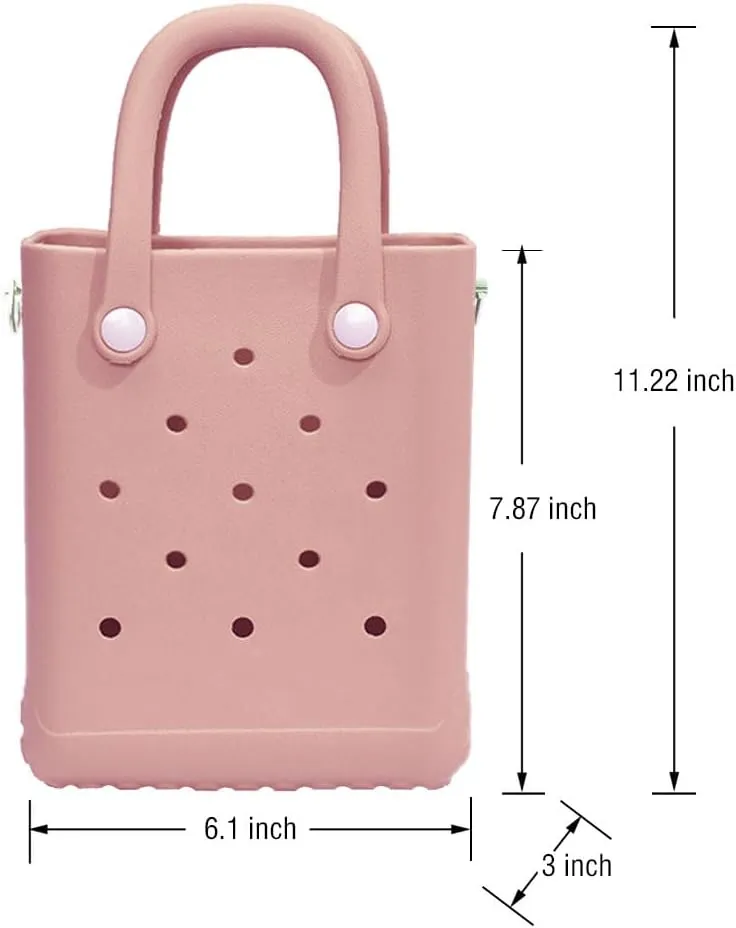 Rubber Beach Bag with Strap, Bitty EVA Tote Bag with 6 Charms
