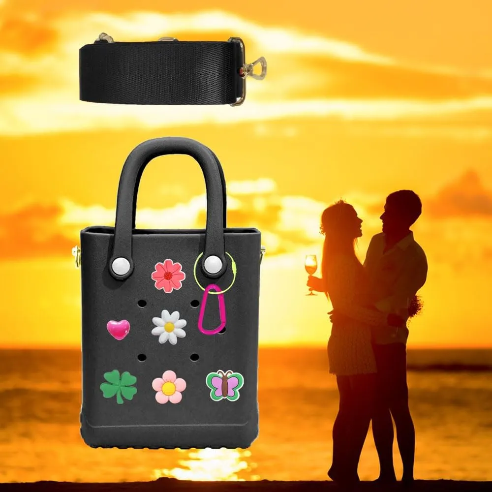 Rubber Beach Bag with Strap, Bitty EVA Tote Bag with 6 Charms