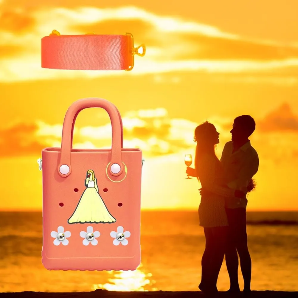 Rubber Beach Bag with Strap, Bitty EVA Tote Bag with 6 Sports Charms