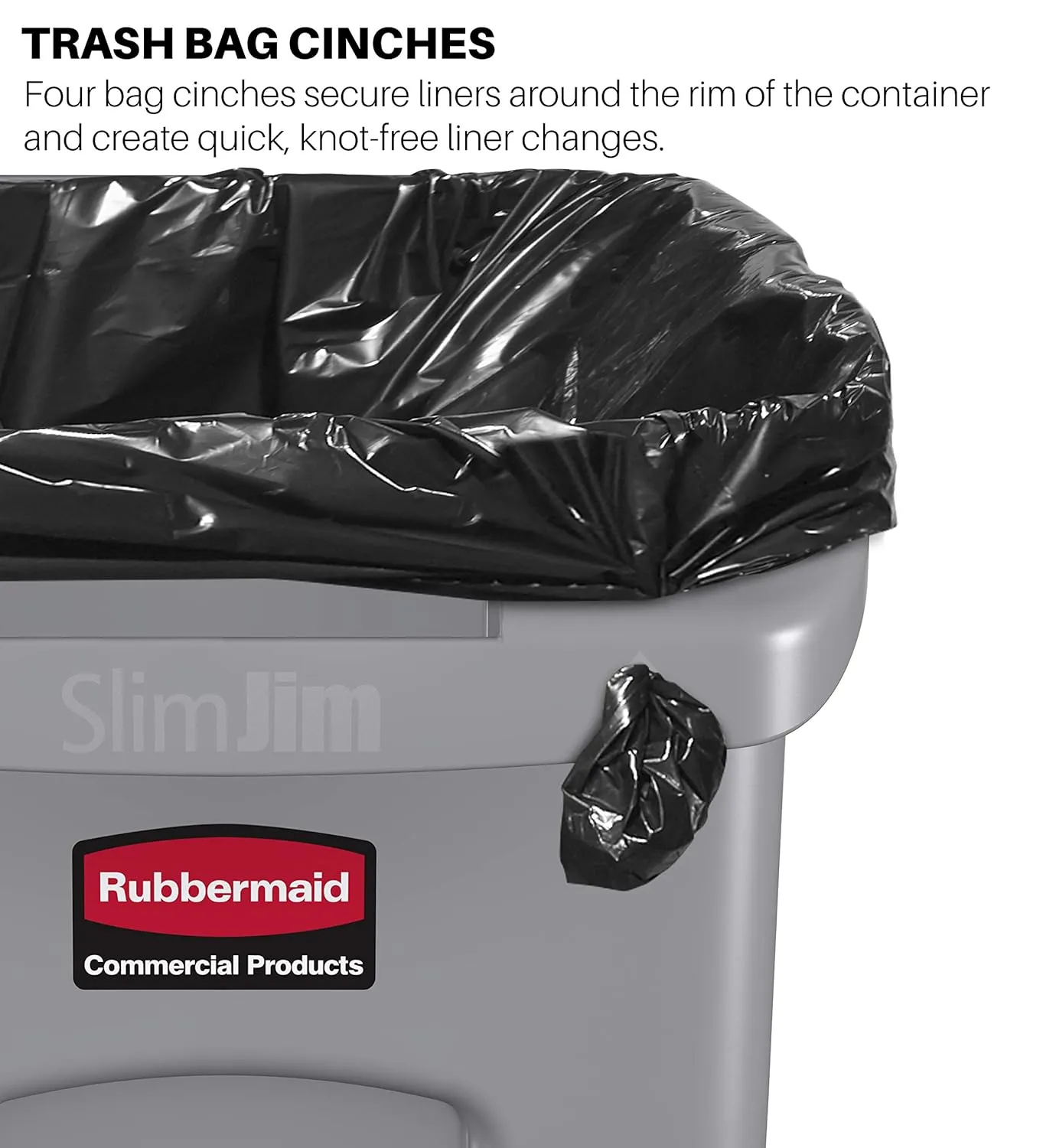 Rubbermaid Commercial Products Slim Jim Plastic Rectangular Trash/Garbage Can With Venting Channels, 23 Gal, Black, for Kitchen/Office/Workspace