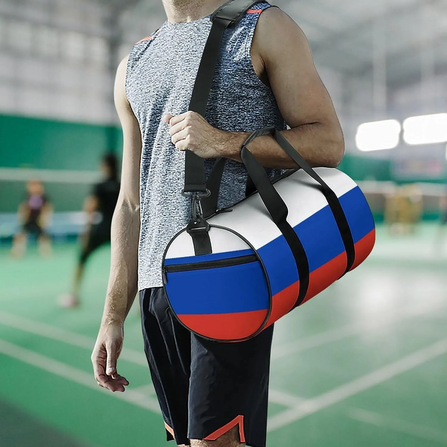 Russia Flag Large Capacity Gym Bag for Women Men with Wet Pocket Travel Duffel
