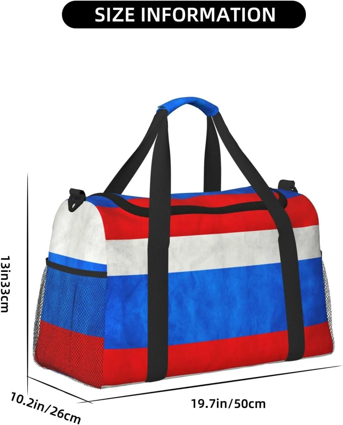 Russia Grungy Flag Travel Duffel Bag Large Foldable Waterproof Overnight Bag For Beach Swim Bags Pool Sports Gym