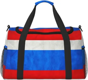 Russia Grungy Flag Travel Duffel Bag Large Foldable Waterproof Overnight Bag For Beach Swim Bags Pool Sports Gym