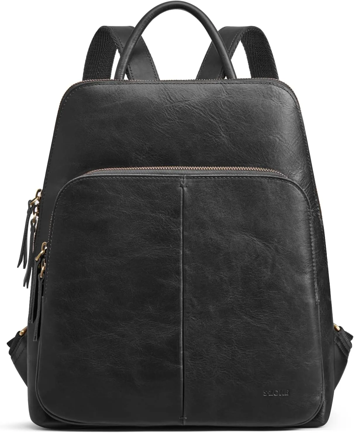 S-ZONE Small Leather Backpack for Women 13 inch Laptop Work Bag Anti-Theft RFID Travel Bag