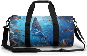 Sailfish Coral Reefs Gym Bag Sports Duffle Bags for Men Women Travel Swimming Fitness with Shoe And Wet Compartment