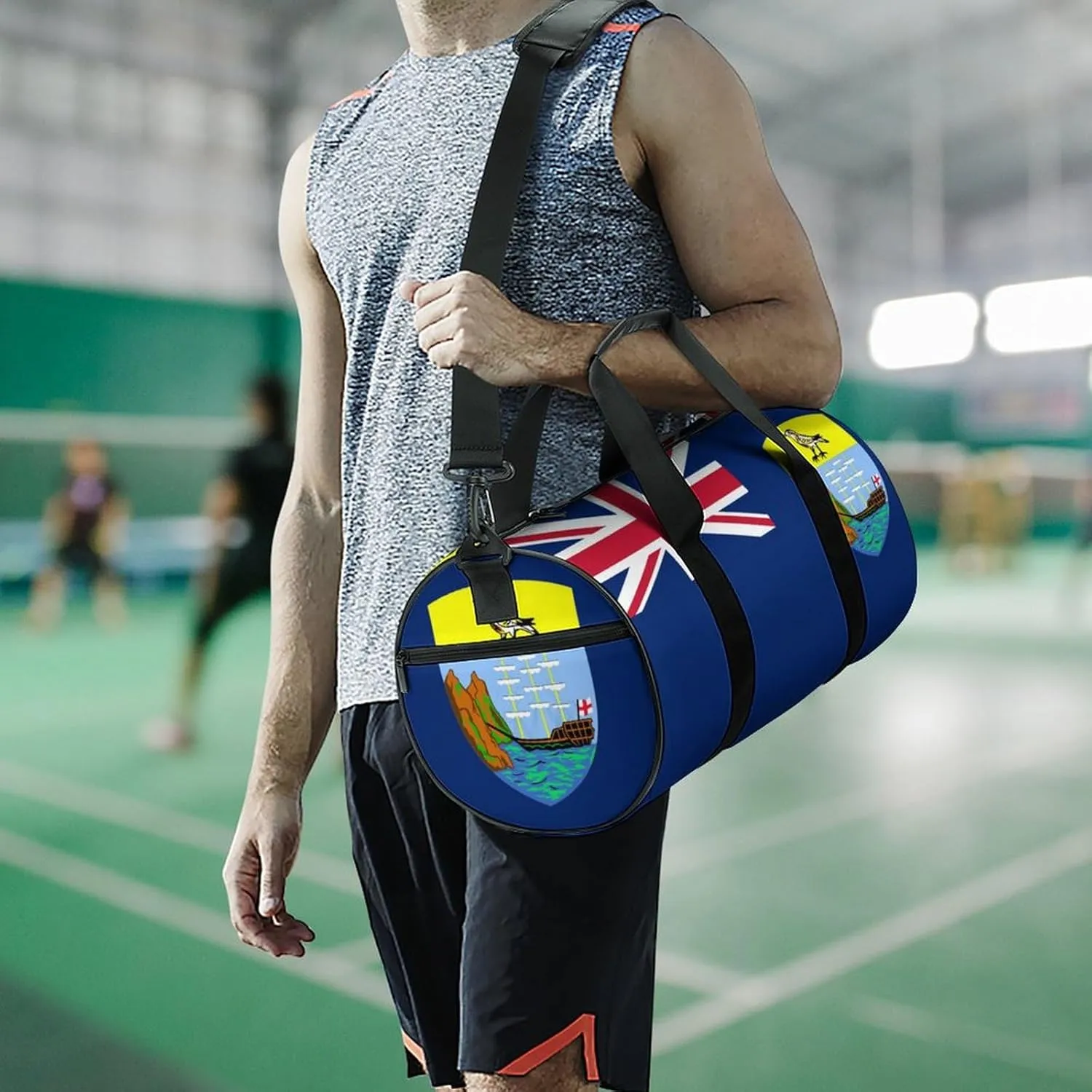 Saint Helena Flag Large Capacity Gym Duffel Bag for Men Women Dry Wet Separation Travel Overnight