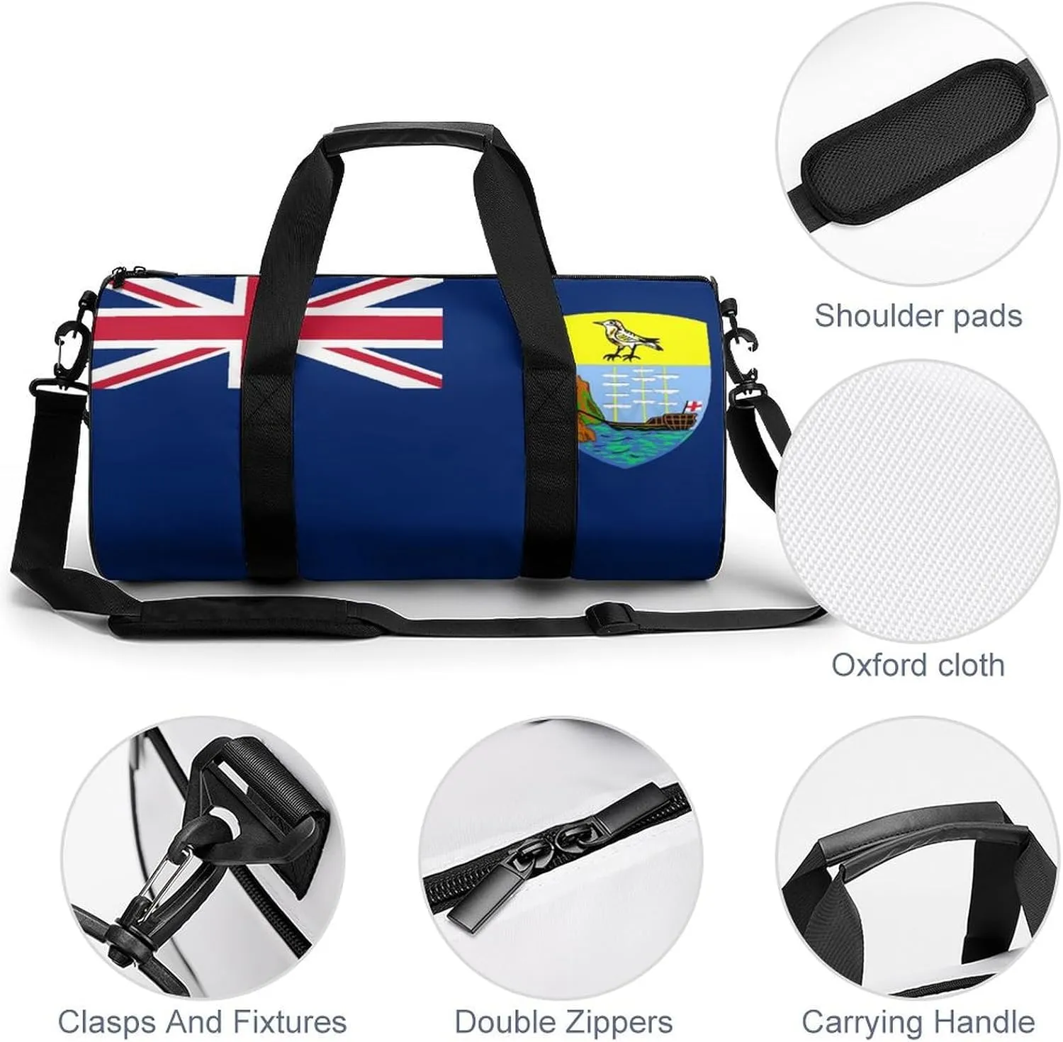 Saint Helena Flag Large Capacity Gym Duffel Bag for Men Women Dry Wet Separation Travel Overnight