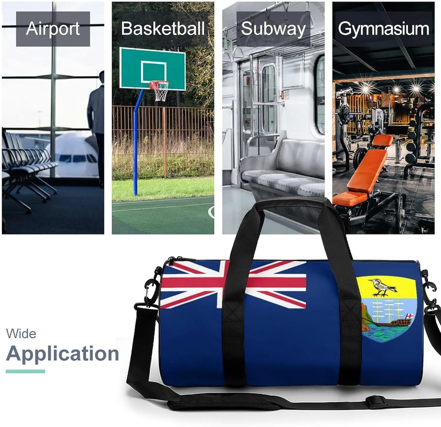 Saint Helena Flag Large Capacity Gym Duffel Bag for Men Women Dry Wet Separation Travel Overnight