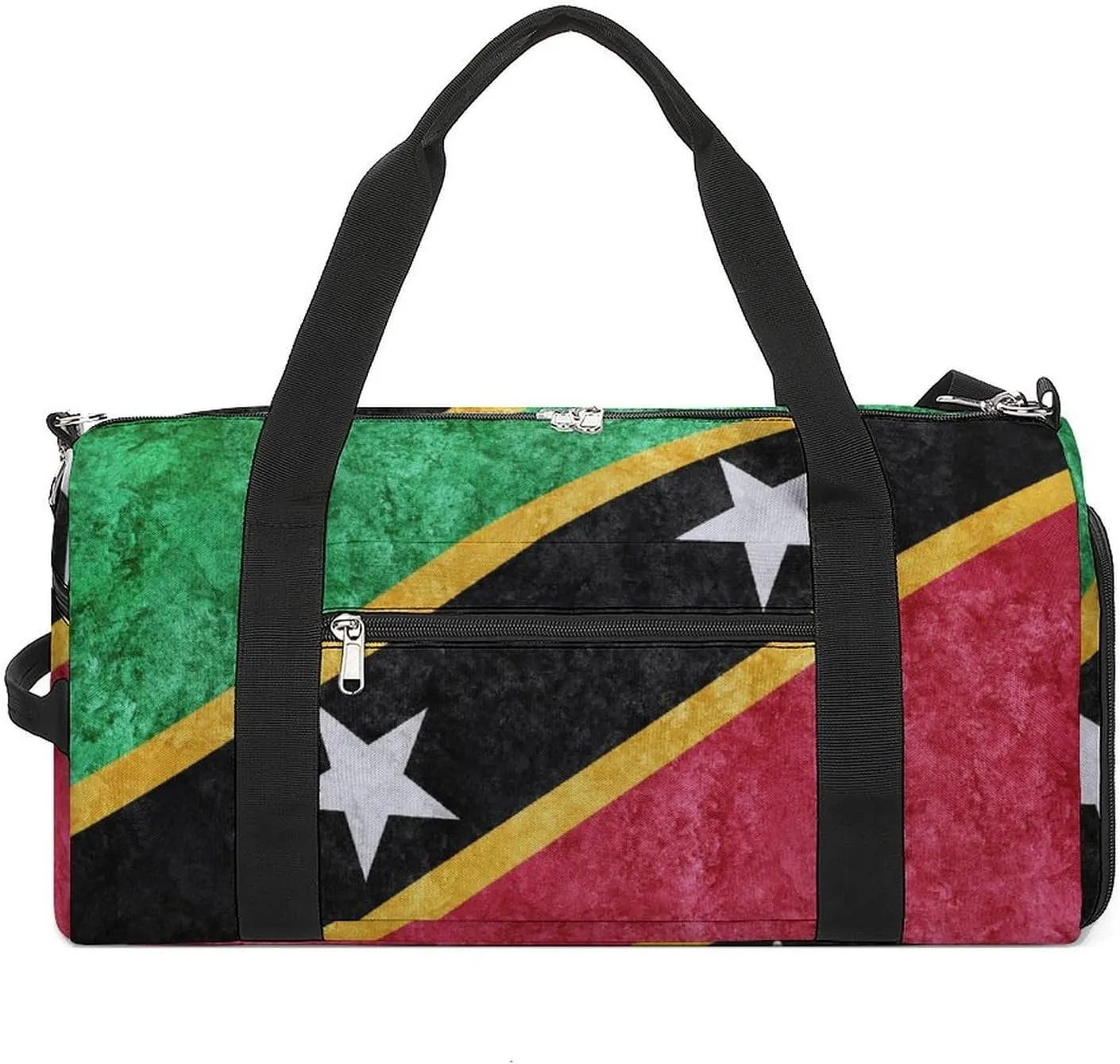 Saint Kitts Flag Textured Sports Duffel with Shoe Compartment and Wet Pocket for Travel Gym