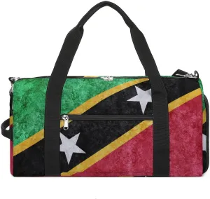 Saint Kitts Flag Textured Sports Duffel with Shoe Compartment and Wet Pocket for Travel Gym