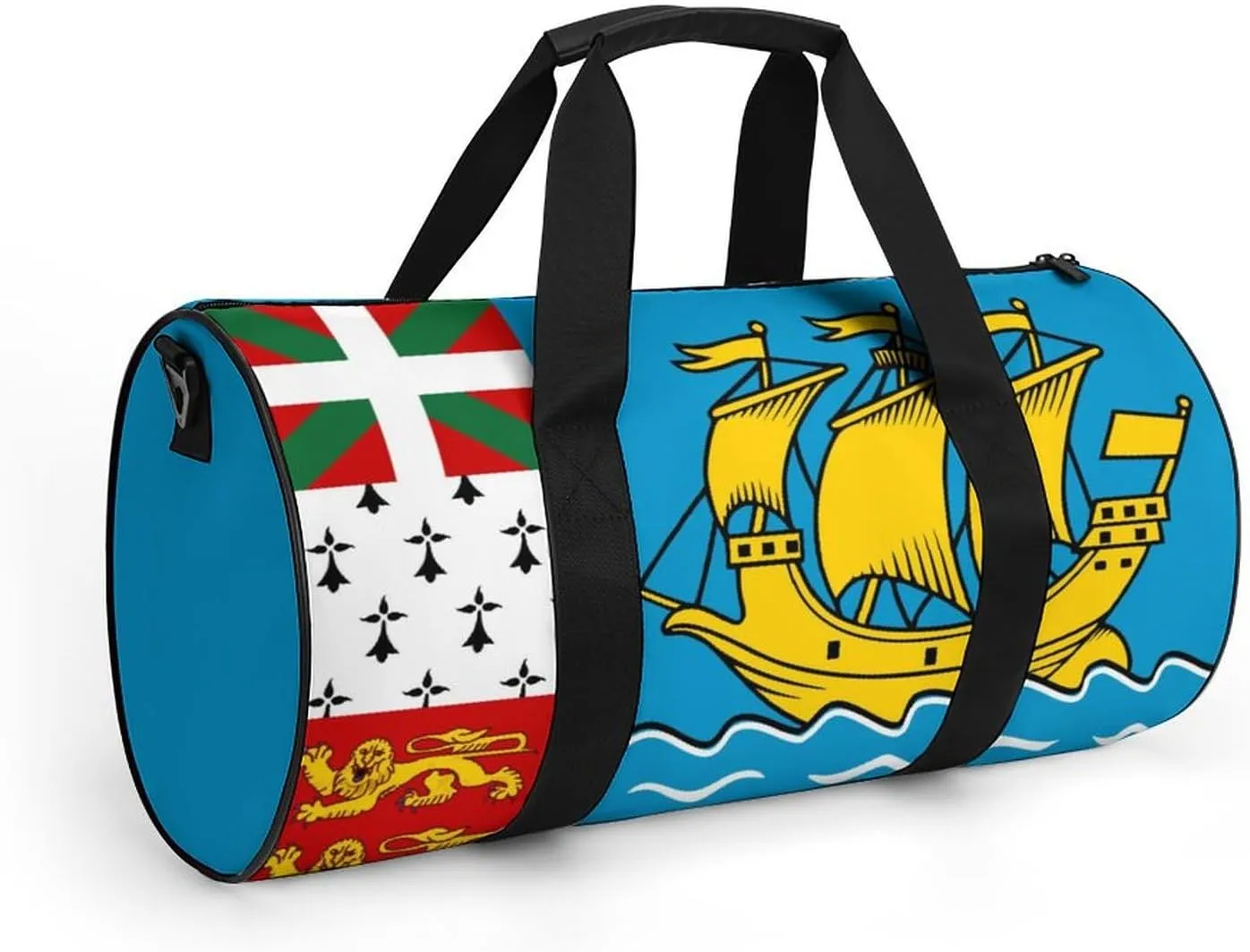 Saint Pierre Miquelon Flag Sports Duffle Bag with Dry Wet Separation Overnight Gym Bag for Men Women Travel