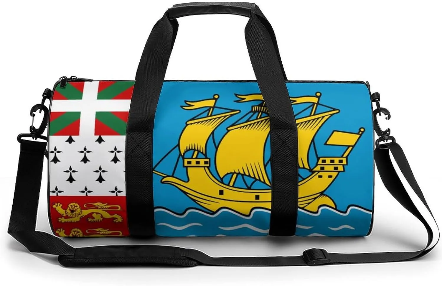 Saint Pierre Miquelon Flag Sports Duffle Bag with Dry Wet Separation Overnight Gym Bag for Men Women Travel