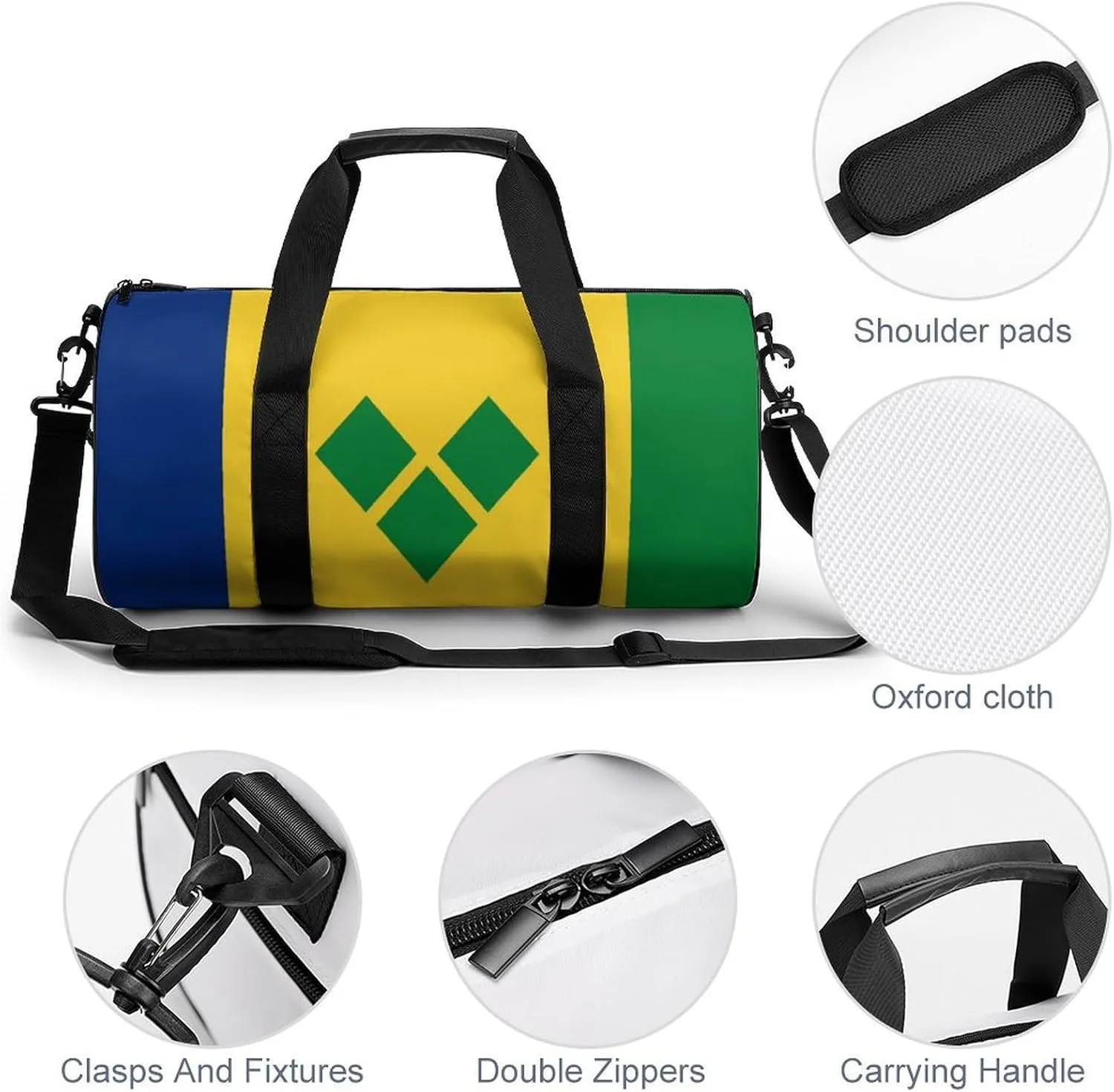 Saint Vincent Grenadines Flag Gym Bag for Men Women with Dry Wet Separation Sports Travel Duffel