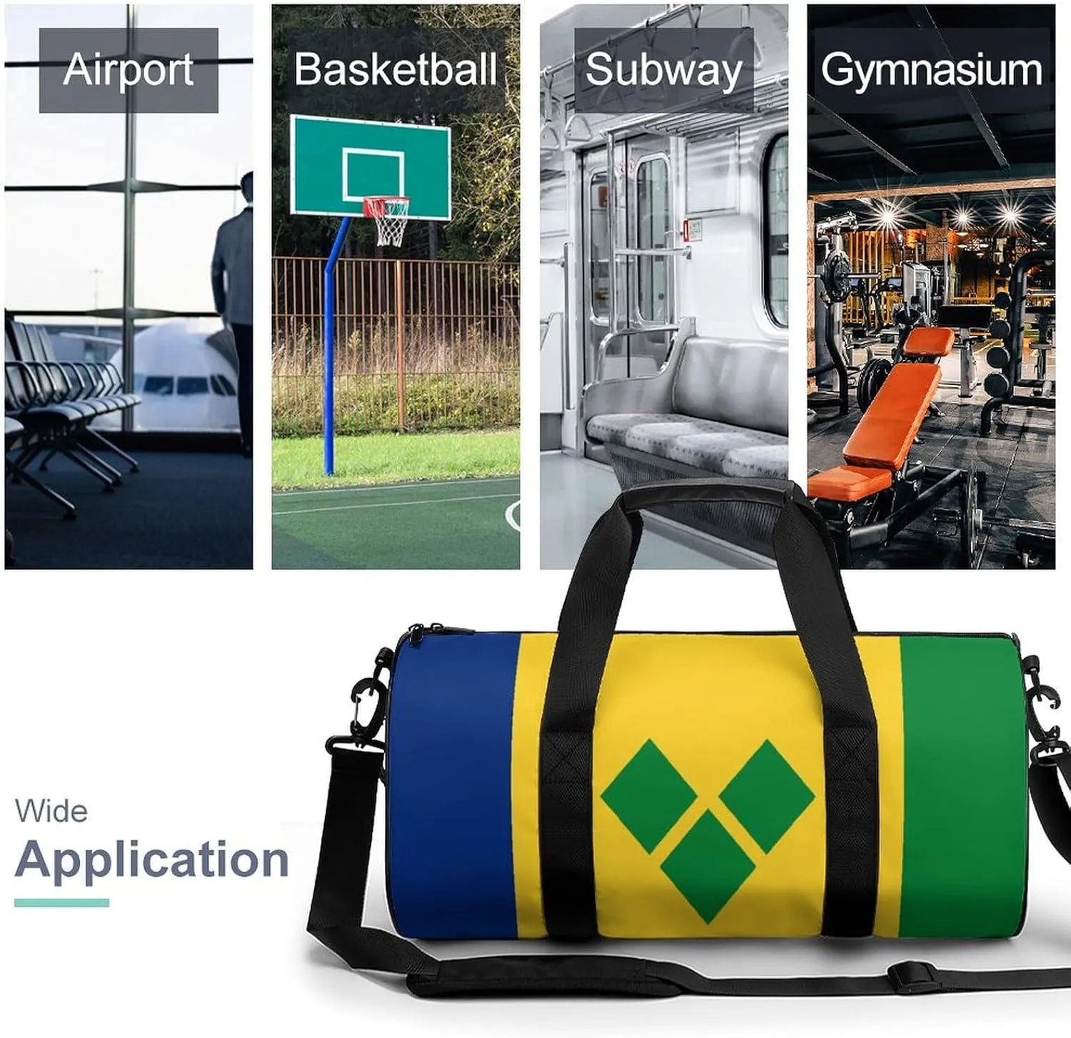 Saint Vincent Grenadines Flag Gym Bag for Men Women with Dry Wet Separation Sports Travel Duffel