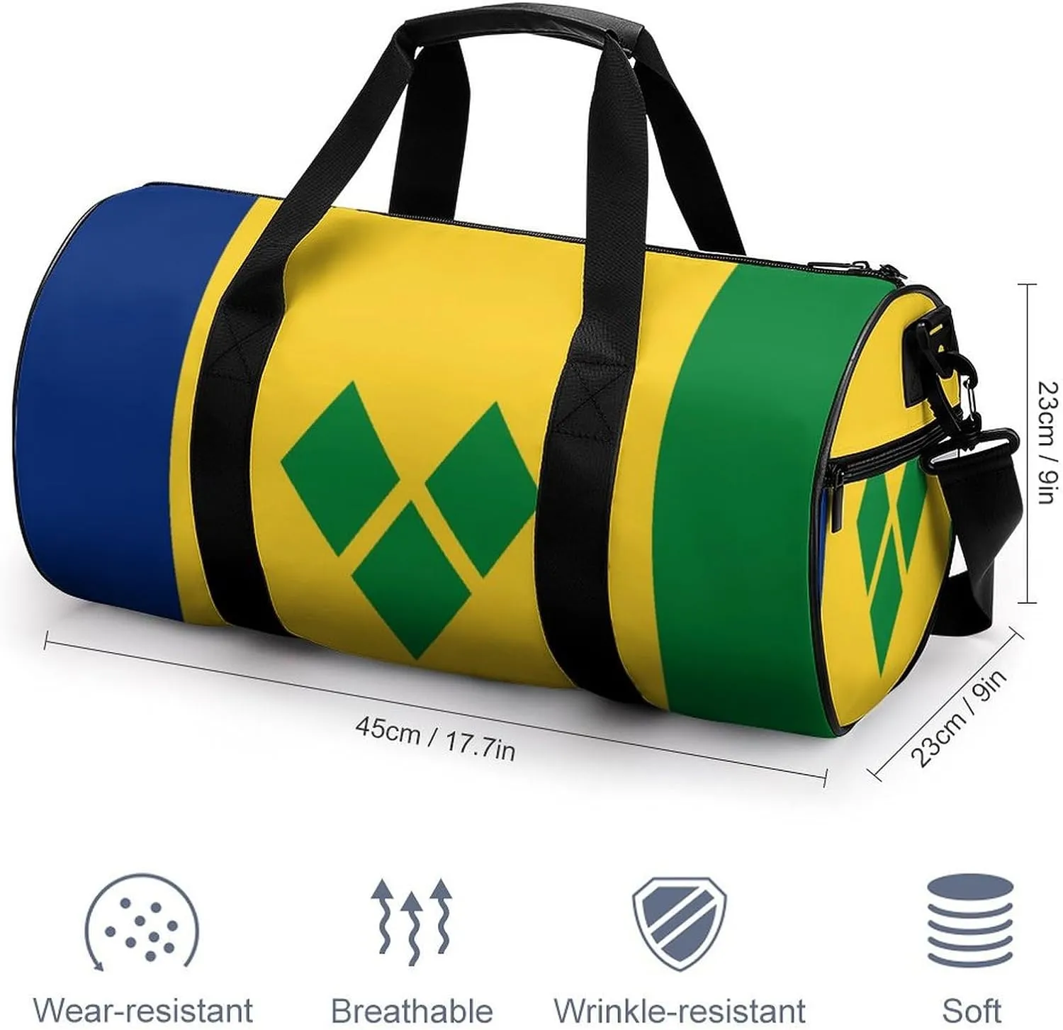 Saint Vincent Grenadines Flag Gym Bag for Men Women with Dry Wet Separation Sports Travel Duffel