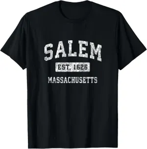 Salem Massachusetts MA Vintage Established Sports Design T-Shirt