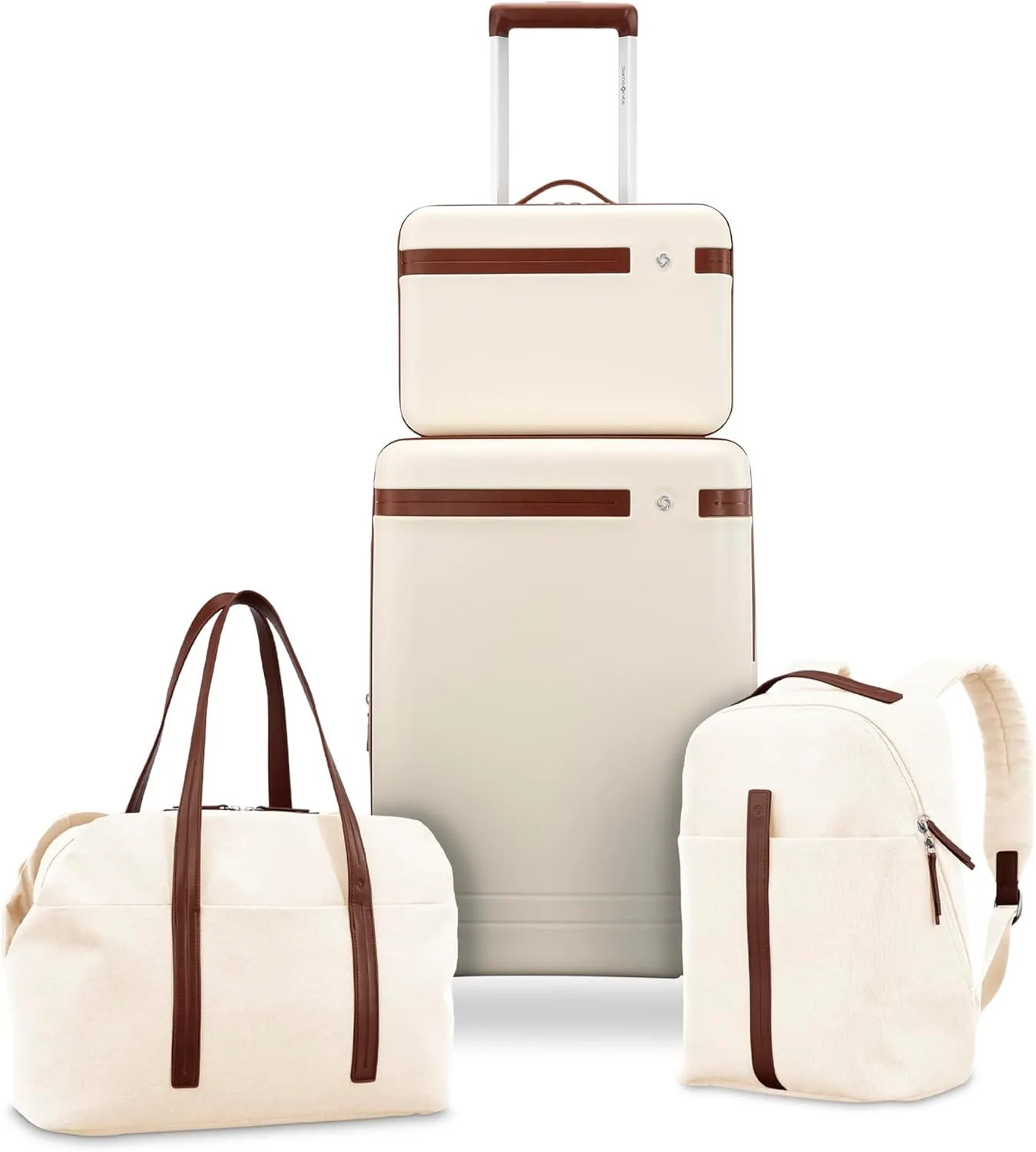 Samsonite Virtuosa Carry-On Travel Backpack with Padded Laptop Sleeve, Off White
