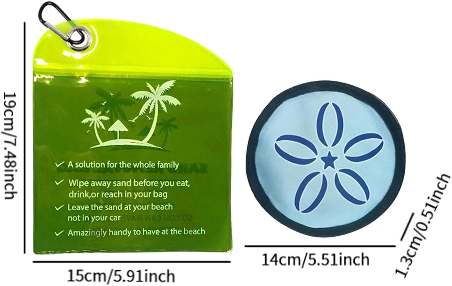 Sand Remover for Beach Sand Eraser,Compact Trip Summer Beach Must Haves Portable Beach Sand Cleaner for Family Adults Kids, Light Blue