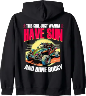 Sand Sun Beach Race Rail Racing Car Girl Dune Buggy Zip Hoodie