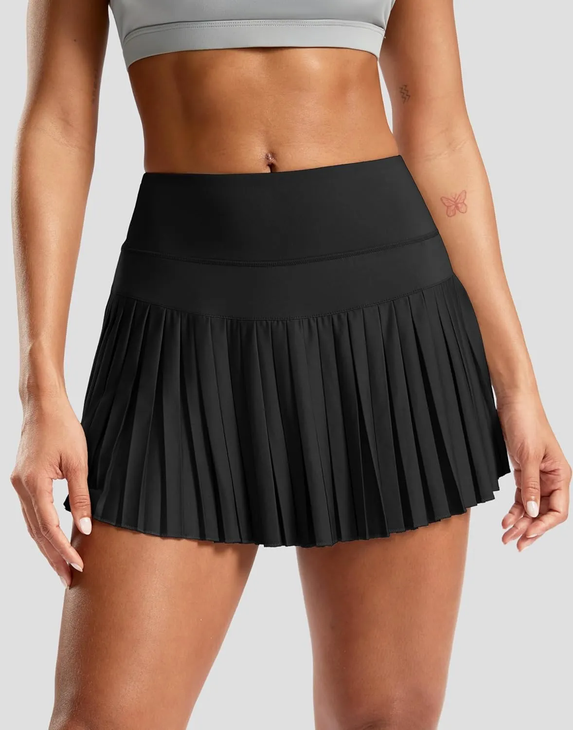 SANTINY Pleated Tennis Skirt for Women with Pockets High Waisted Athletic Golf Skorts with Shorts for Workout Pickleball