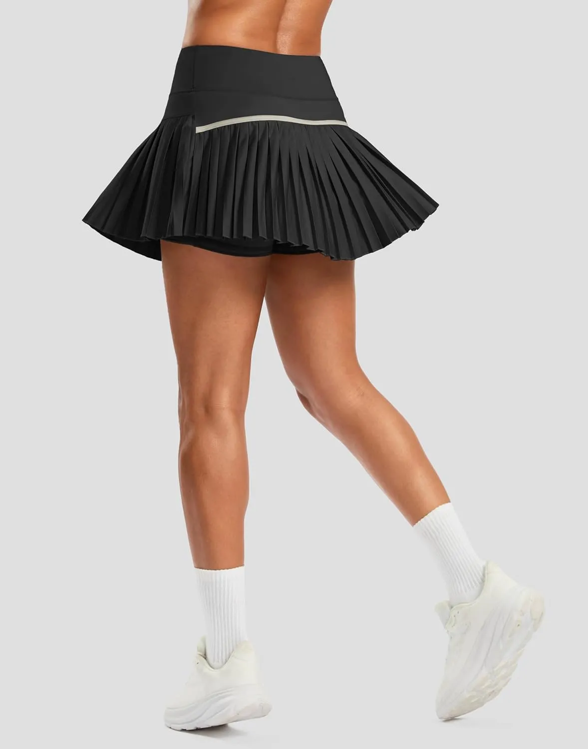 SANTINY Pleated Tennis Skirt for Women with Pockets High Waisted Athletic Golf Skorts with Shorts for Workout Pickleball