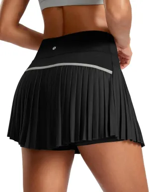 SANTINY Pleated Tennis Skirt for Women with Pockets High Waisted Athletic Golf Skorts with Shorts for Workout Pickleball