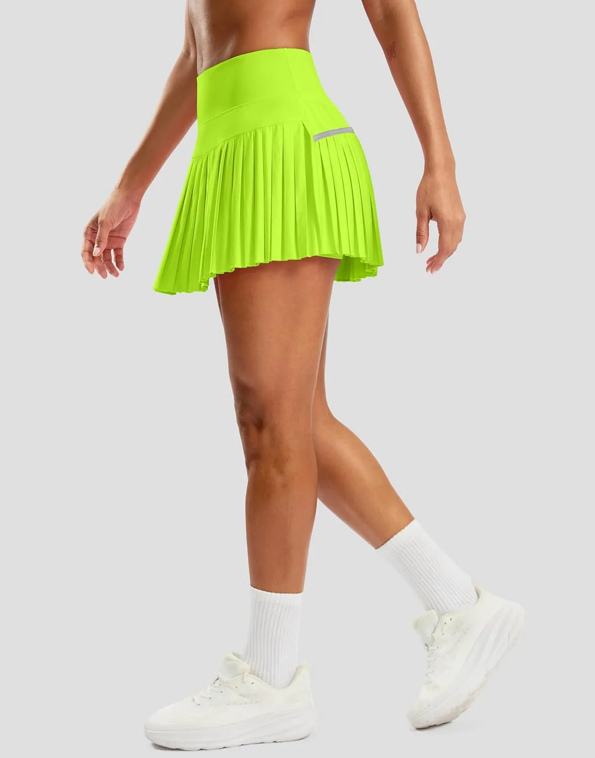 SANTINY Pleated Tennis Skirt for Women with Pockets High Waisted Athletic Golf Skorts with Shorts for Workout Pickleball