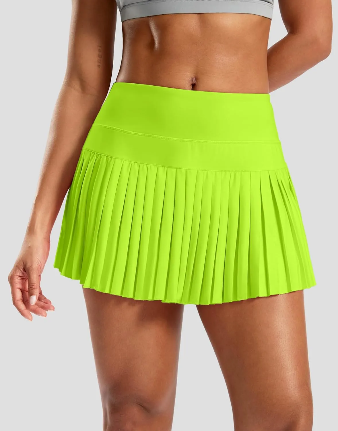 SANTINY Pleated Tennis Skirt for Women with Pockets High Waisted Athletic Golf Skorts with Shorts for Workout Pickleball