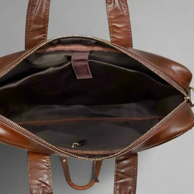 Santorini Slim Leather Laptop Bag