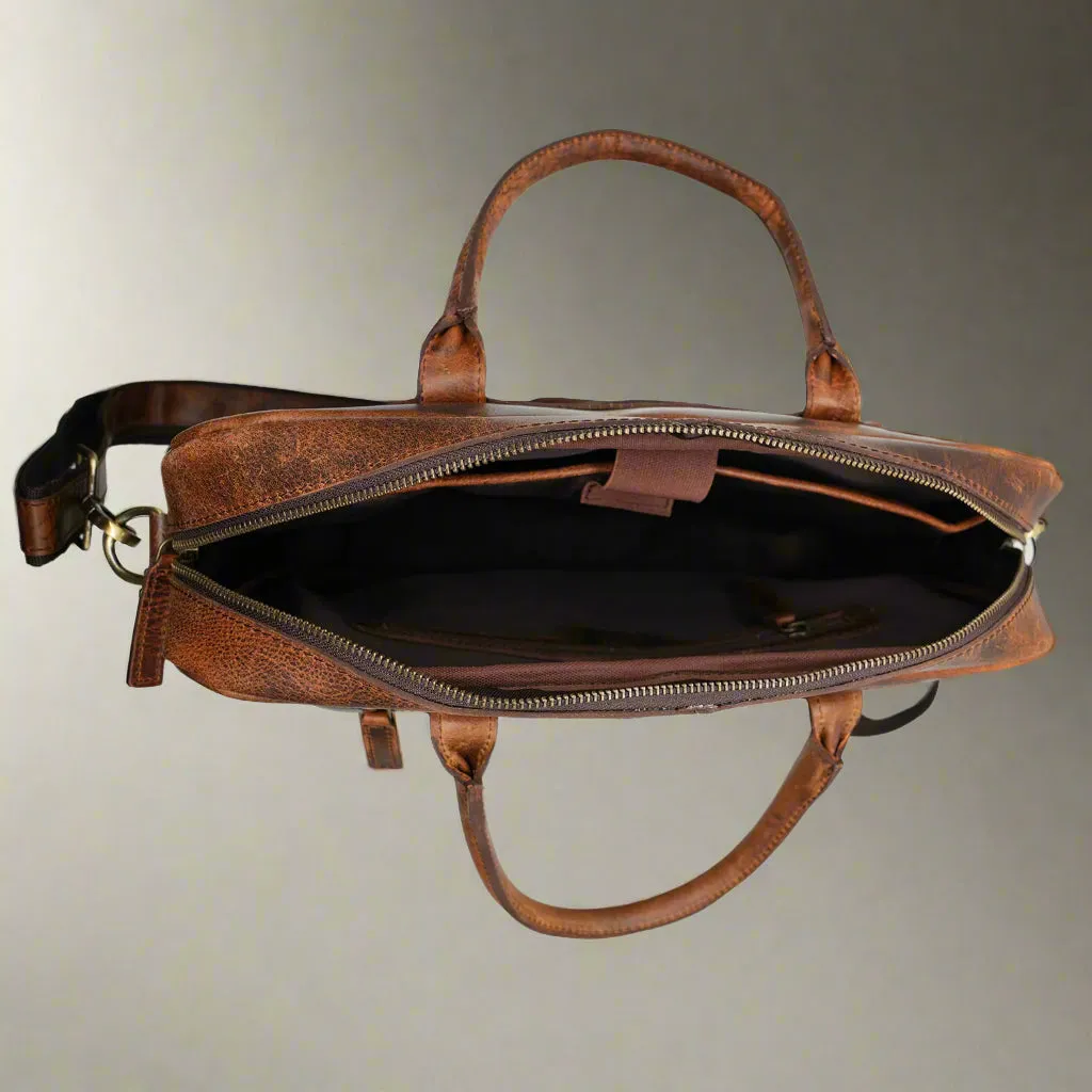 Santorini Slim Leather Laptop Bag