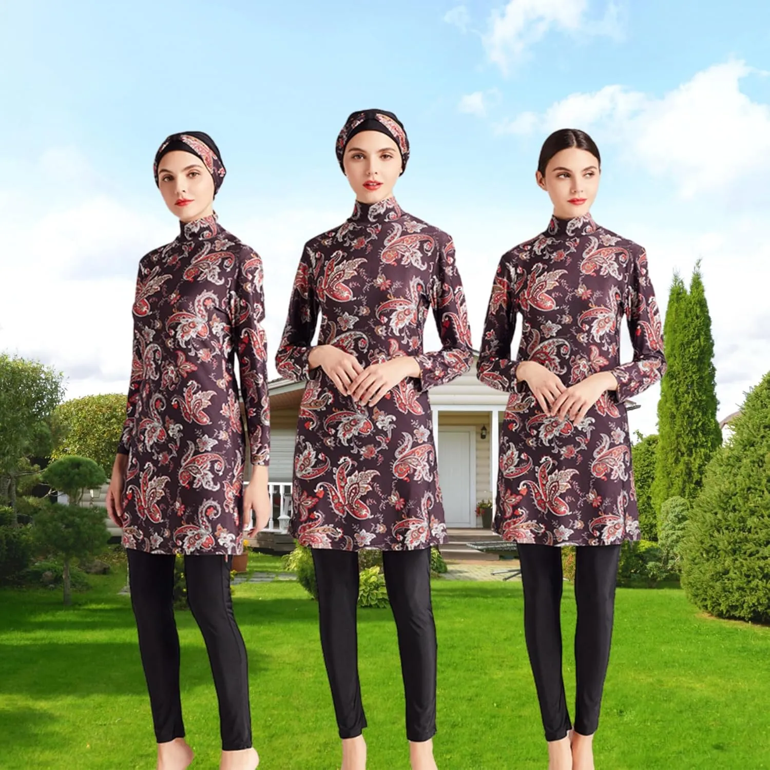SARBUTER Muslim Swimwear for Women Modest Full Cover Swimsuit Long Sleeve Hijab Burkini