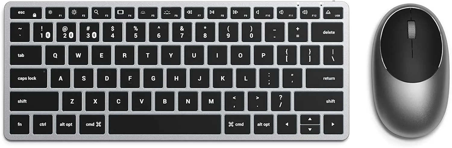 Satechi Slim X1 Bluetooth Backlit Keyboard & M1 Bluetooth Wireless Mouse - Rechargeable Type-C Port - Compatible with 2022 MacBook Pro/Air M2, 2021 MacBook Pro M1 Pro & Max, 2021 iMac, M1 Mac Mini