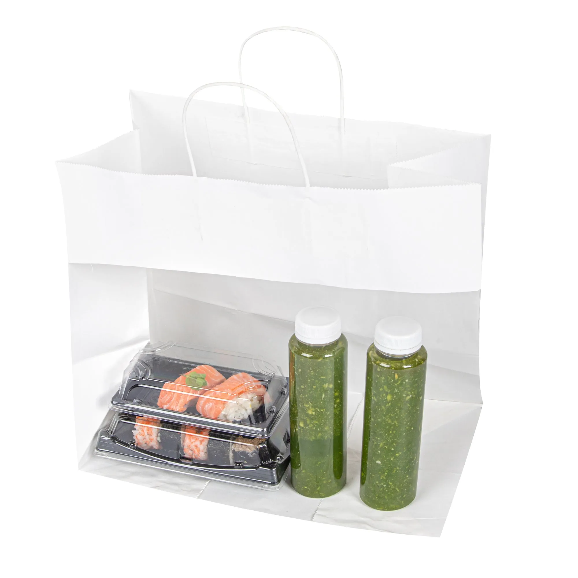 Saving Nature White Paper Retail Bag - with Handles - 14 1/4" x 8 1/4" x 13 1/4" - 100 count box