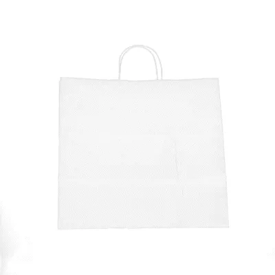 Saving Nature White Paper Retail Bag - with Handles - 14 1/4" x 8 1/4" x 13 1/4" - 100 count box