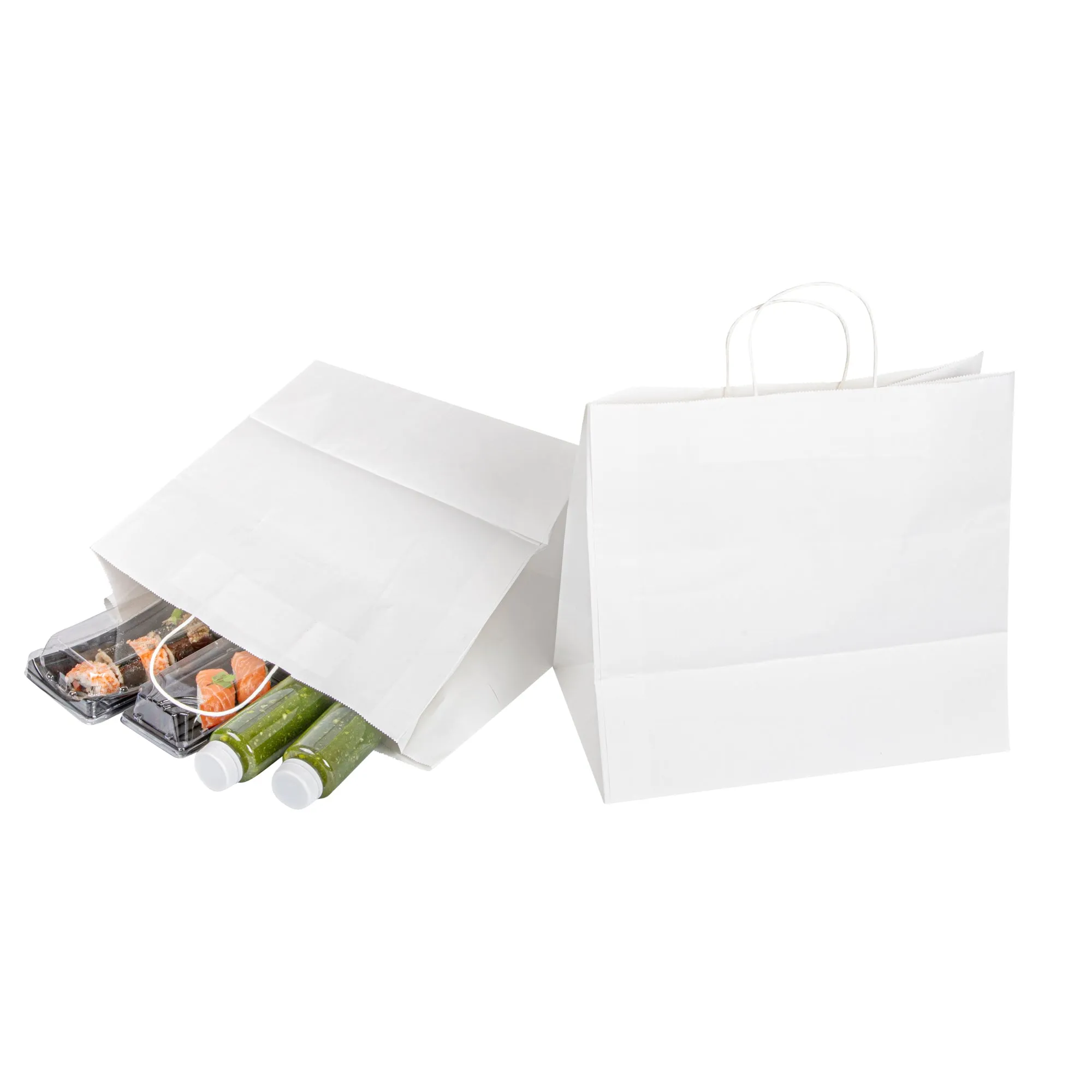 Saving Nature White Paper Retail Bag - with Handles - 14 1/4" x 8 1/4" x 13 1/4" - 100 count box