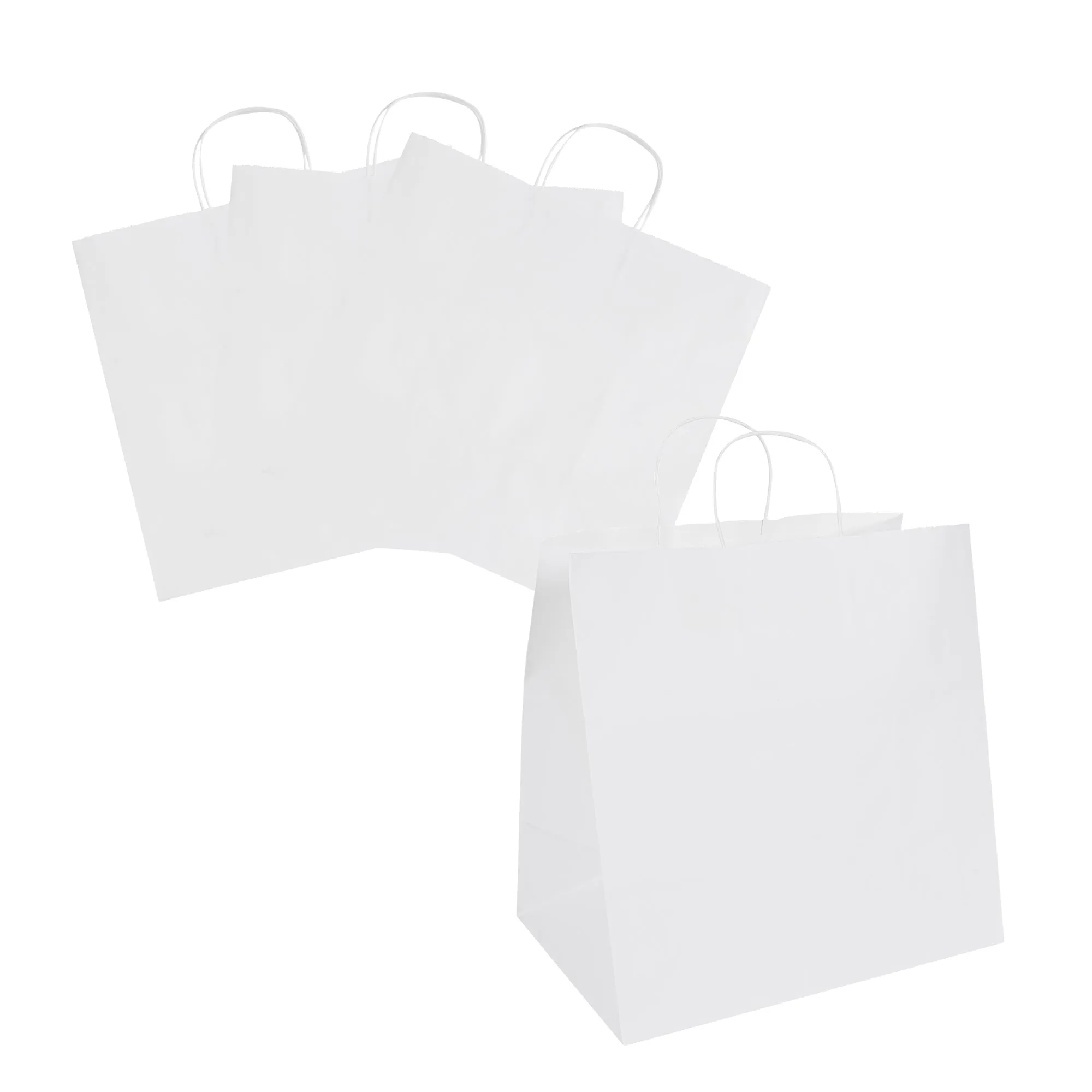 Saving Nature White Paper Retail Bag - with Handles - 14 1/4" x 8 1/4" x 13 1/4" - 100 count box