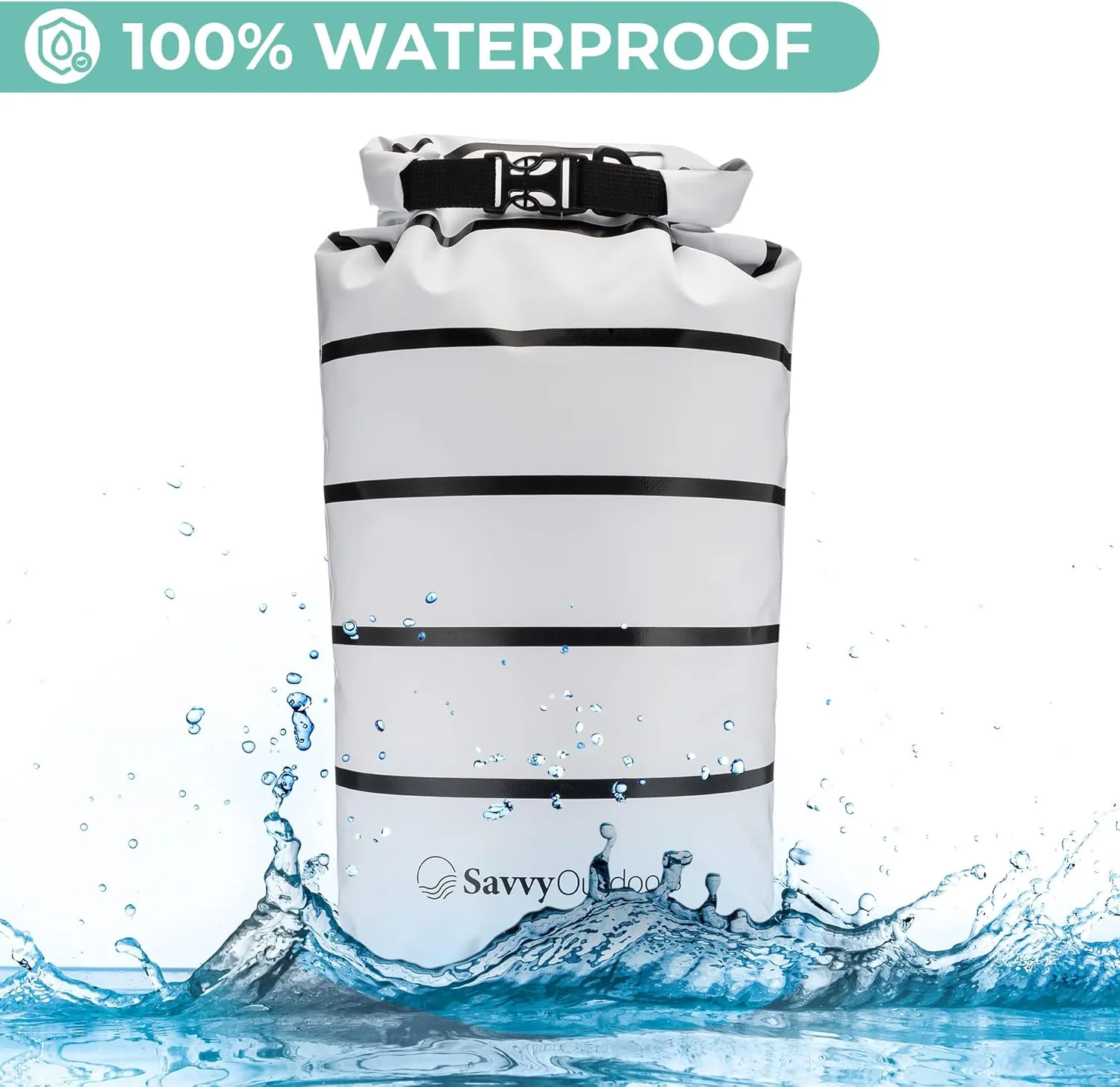 Savvy Outdoors Waterproof Dry Bag - Dry Bags for Food & Gear, Stuff Sacks for Backpacking and Camping Equipment, Waterproof Bag for Beach, Boating, Kayaking (20L, Stripe)