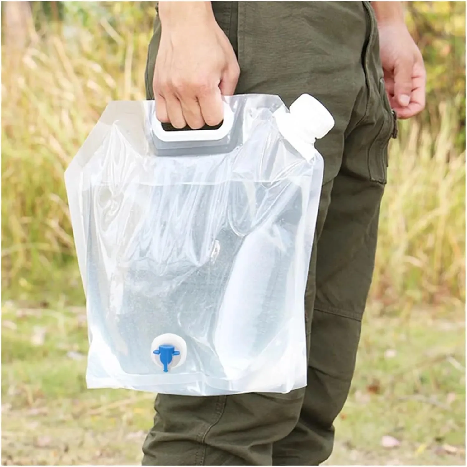 SBTRKT Water Bags with Faucet Water Tank Foldable Portable Drinking Outdoor Camp Cooking Picnic BBQ Water Container Bag 5L/10L (Color : White 5L no Faucet)