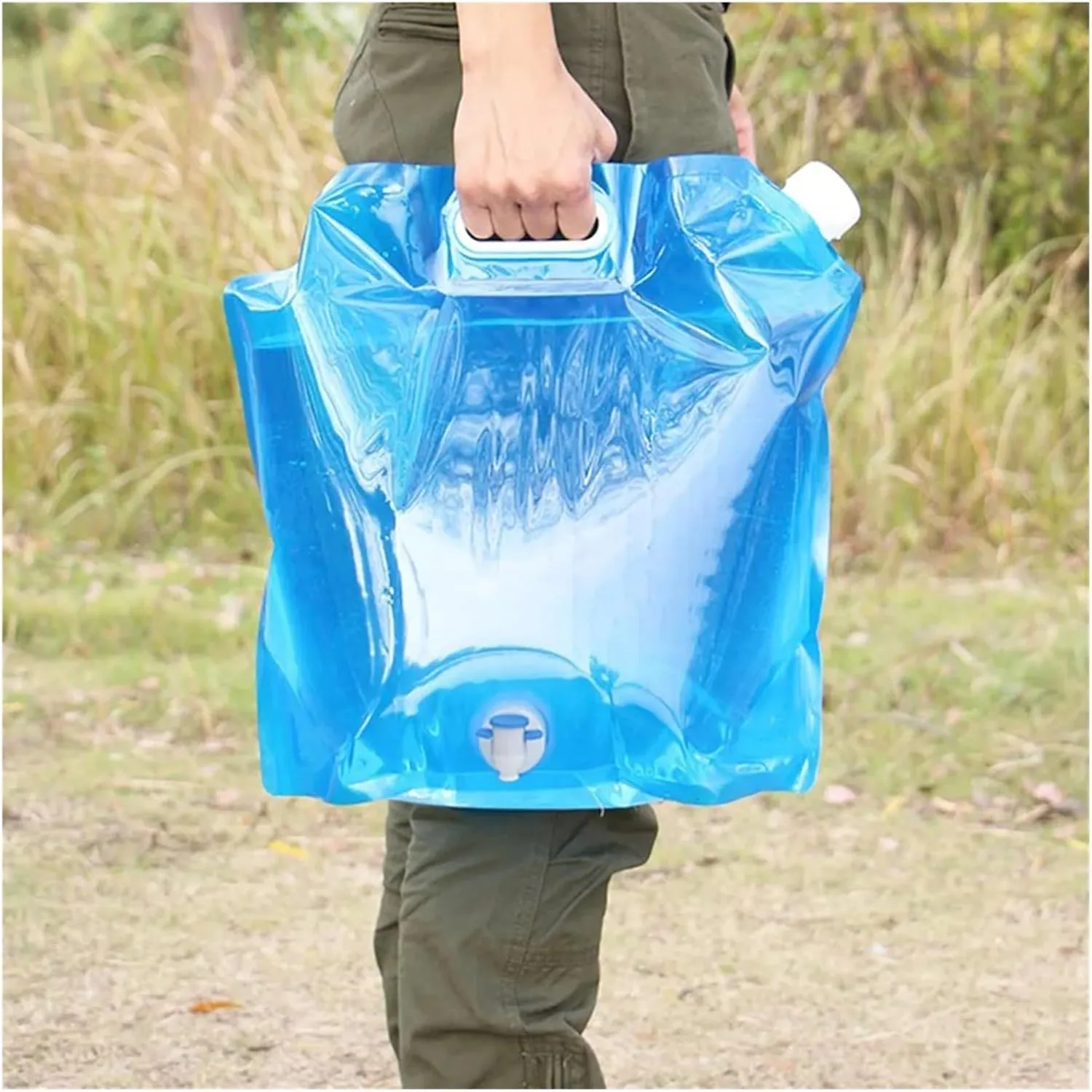 SBTRKT Water Bags with Faucet Water Tank Foldable Portable Drinking Outdoor Camp Cooking Picnic BBQ Water Container Bag 5L/10L (Color : White 5L no Faucet)