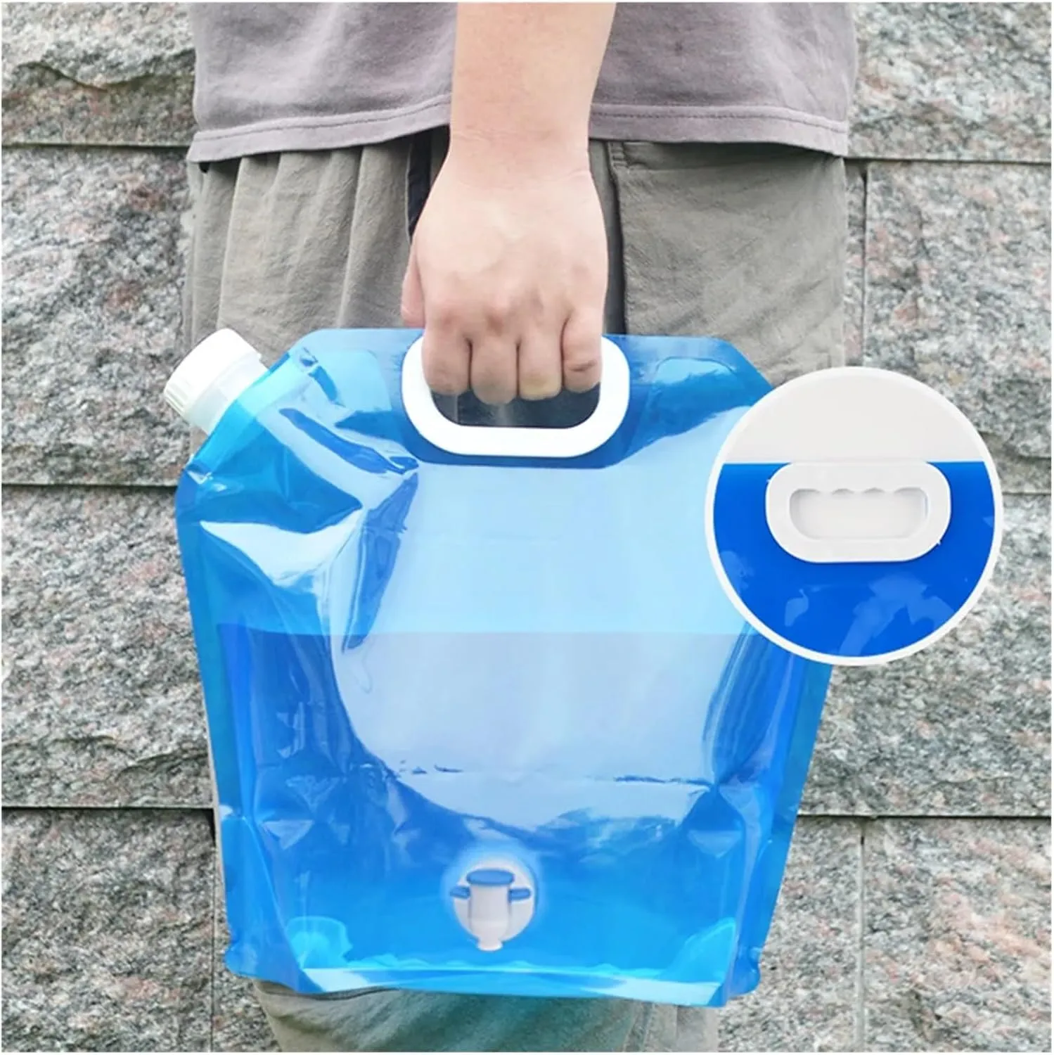SBTRKT Water Bags with Faucet Water Tank Foldable Portable Drinking Outdoor Camp Cooking Picnic BBQ Water Container Bag 5L/10L (Color : White 5L no Faucet)
