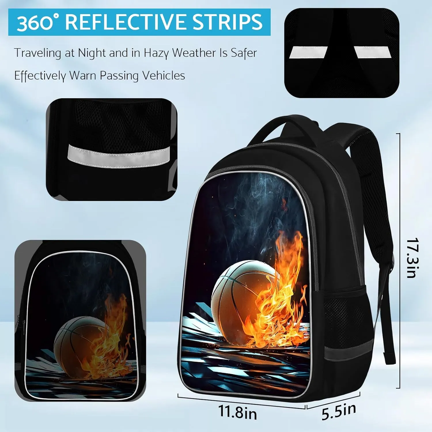 School Backpack for Boys - Basketball Boys Backpack for Kids Children Teens Elementary Middle School - Students Bag for Ages 6-18,17″Bookbag Multifunctional Large Capacity