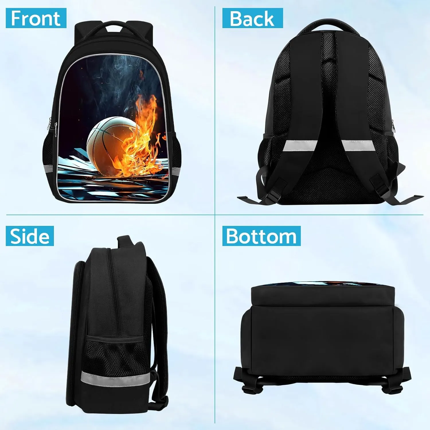 School Backpack for Boys - Basketball Boys Backpack for Kids Children Teens Elementary Middle School - Students Bag for Ages 6-18,17″Bookbag Multifunctional Large Capacity