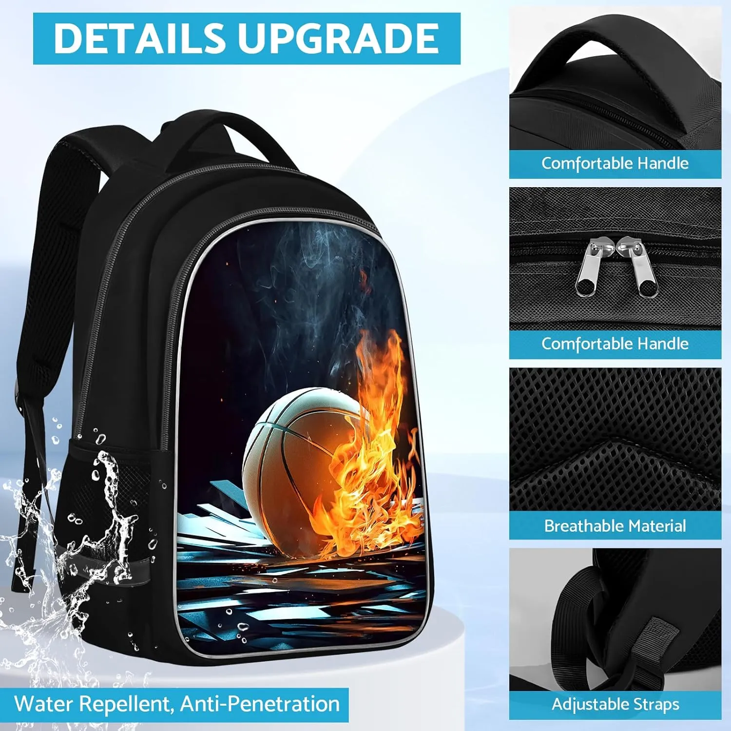 School Backpack for Boys - Basketball Boys Backpack for Kids Children Teens Elementary Middle School - Students Bag for Ages 6-18,17″Bookbag Multifunctional Large Capacity
