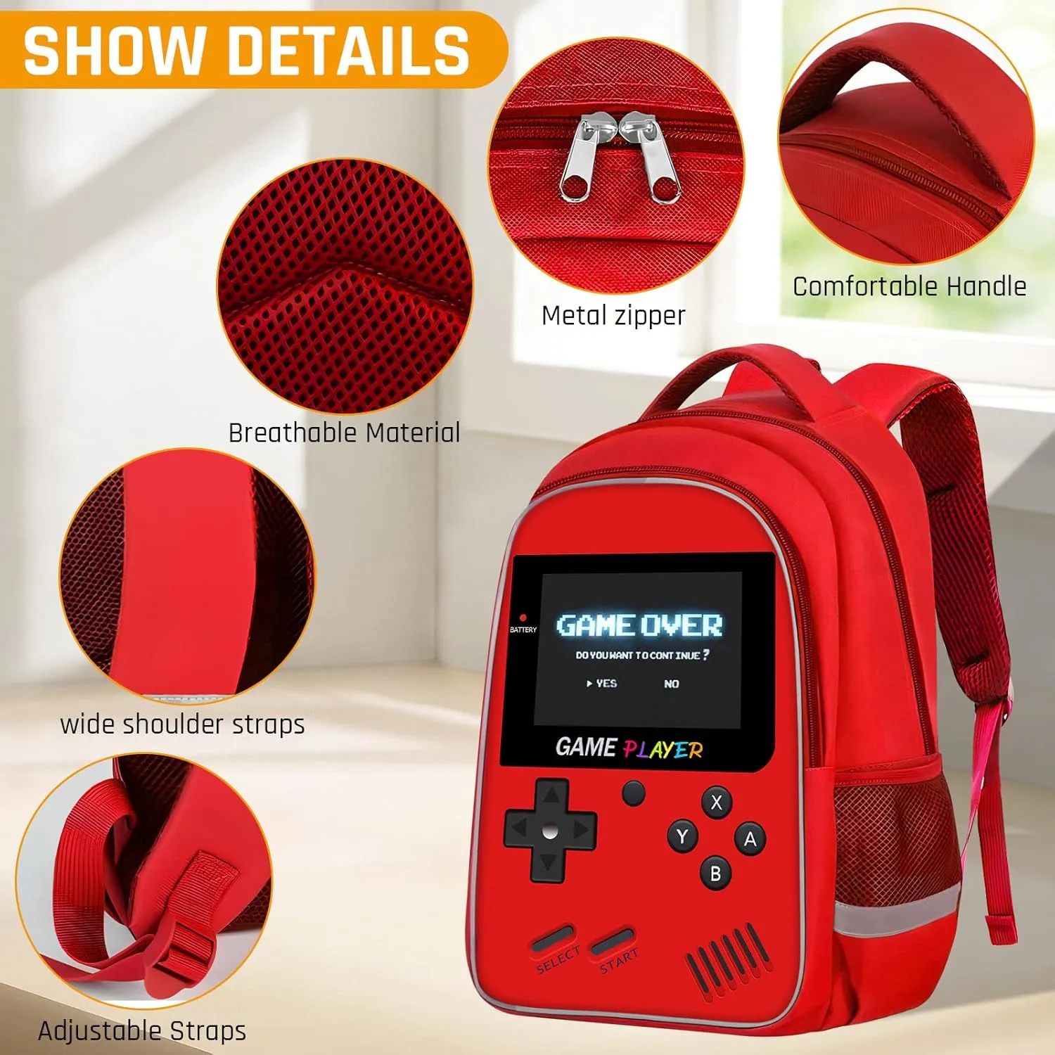School Backpack For Boys - Gamer Boys Backpack For Kids Children Teens Elementary Middle School - Ages 6-18，17″