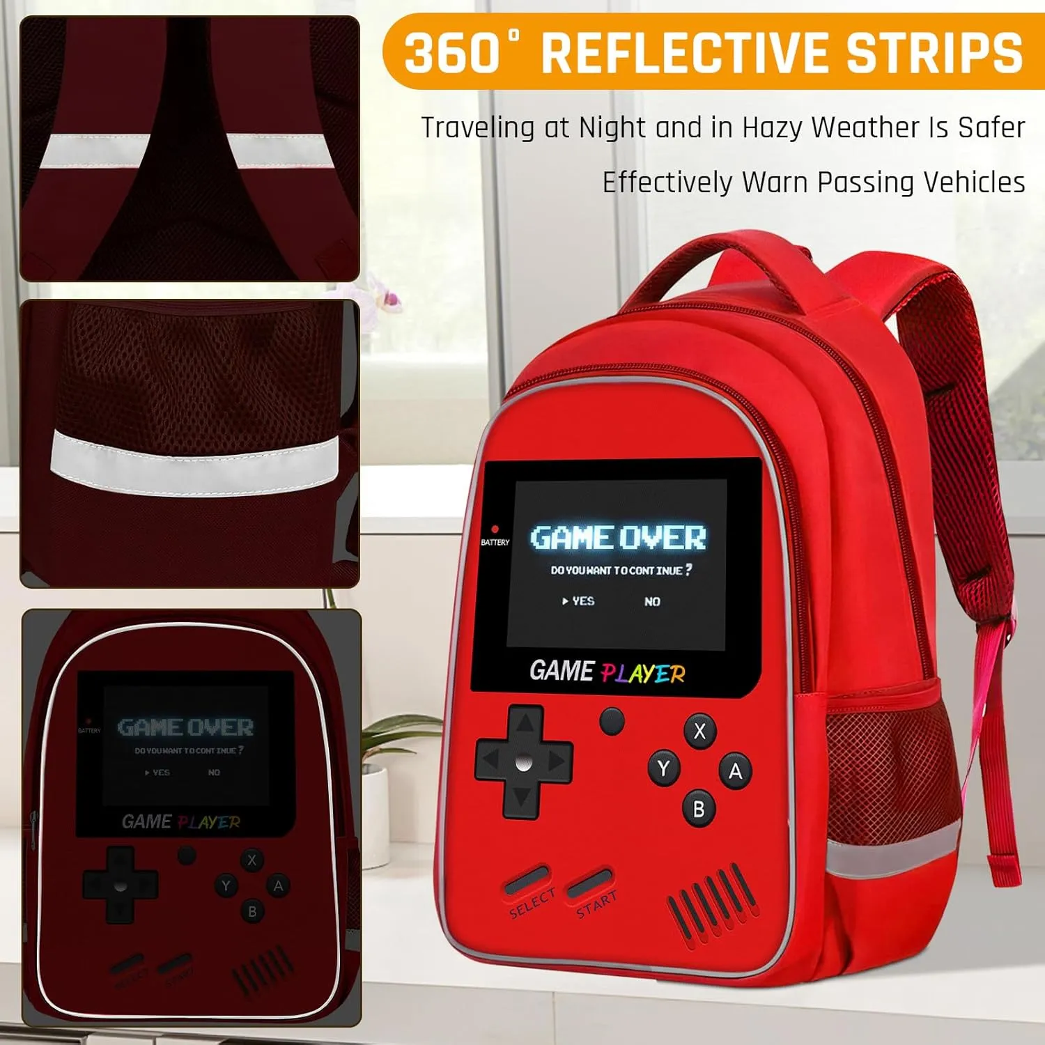 School Backpack For Boys - Gamer Boys Backpack For Kids Children Teens Elementary Middle School - Ages 6-18，17″